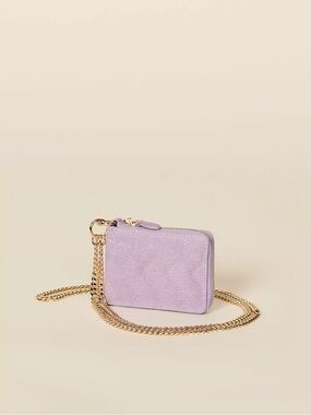 NWT Sandro Lilac Quilted Crossbody Wallet with Gold Chain